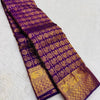 Designer Purple Soft Banarasi Silk Saree With Groovy Blouse Piece