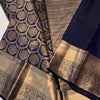 Dissemble Navy Blue Soft Banarasi Silk Saree With Propinquity Blouse Piece