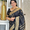 Opulent Black Soft Silk Saree With Flameboyant Blouse Piece