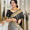 Opulent Black Soft Silk Saree With Flameboyant Blouse Piece