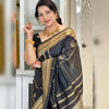 Opulent Black Soft Silk Saree With Flameboyant Blouse Piece