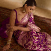 Elaborate Purple Soft Silk Saree With Luxuriant Blouse Piece