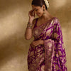 Elaborate Purple Soft Silk Saree With Luxuriant Blouse Piece