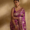Elaborate Purple Soft Silk Saree With Luxuriant Blouse Piece