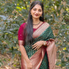 Felicitous Dark Green Soft Silk Saree With Seraglio Blouse Piece