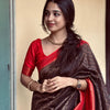 Gossamer Black Soft Silk Saree With Demure Blouse Piece