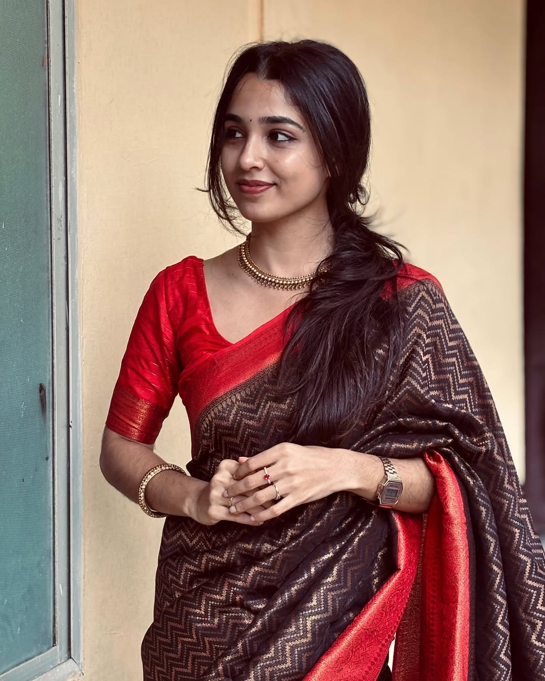 Gossamer Black Soft Silk Saree With Demure Blouse Piece