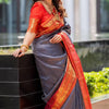 Fairytale Blue Soft Silk Saree With Nemesis Blouse Piece