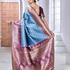 Flameboyant Firozi Soft Silk Saree With Pretty Blouse Piece