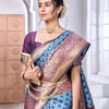 Flameboyant Firozi Soft Silk Saree With Pretty Blouse Piece