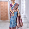 Flameboyant Firozi Soft Silk Saree With Pretty Blouse Piece