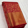 Captivating Red Soft Banarasi Silk Saree With Prodigal Blouse Piece