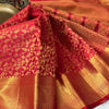 Captivating Red Soft Banarasi Silk Saree With Prodigal Blouse Piece
