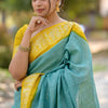 Ebullience Firozi Soft Silk Saree With Artistic Blouse Piece