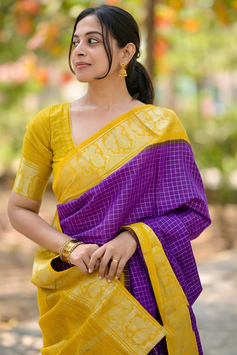 Felicitous Purple Soft Silk Saree With Sizzling Blouse Piece