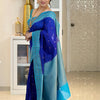 Skinny Blue Soft Silk Saree With Designer Blouse Piece