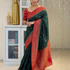 Enamoring Dark Green Soft Silk Saree With Jazzy Blouse Piece