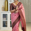 Fantabulous Pink Soft Silk Saree With Attractive Blouse Piece