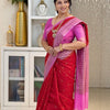 Eclat Red Soft Silk Saree With Blooming Blouse Piece