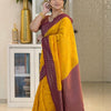 Adorning Yellow Soft Silk Saree With Unique Blouse Piece