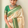Precious Biege Soft Silk Saree With Stylish Blouse Piece