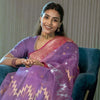 Alluring Lavender Cotton Silk Saree With Stylish Blouse Piece