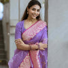 Alluring Lavender Cotton Silk Saree With Stylish Blouse Piece