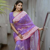 Alluring Lavender Cotton Silk Saree With Stylish Blouse Piece