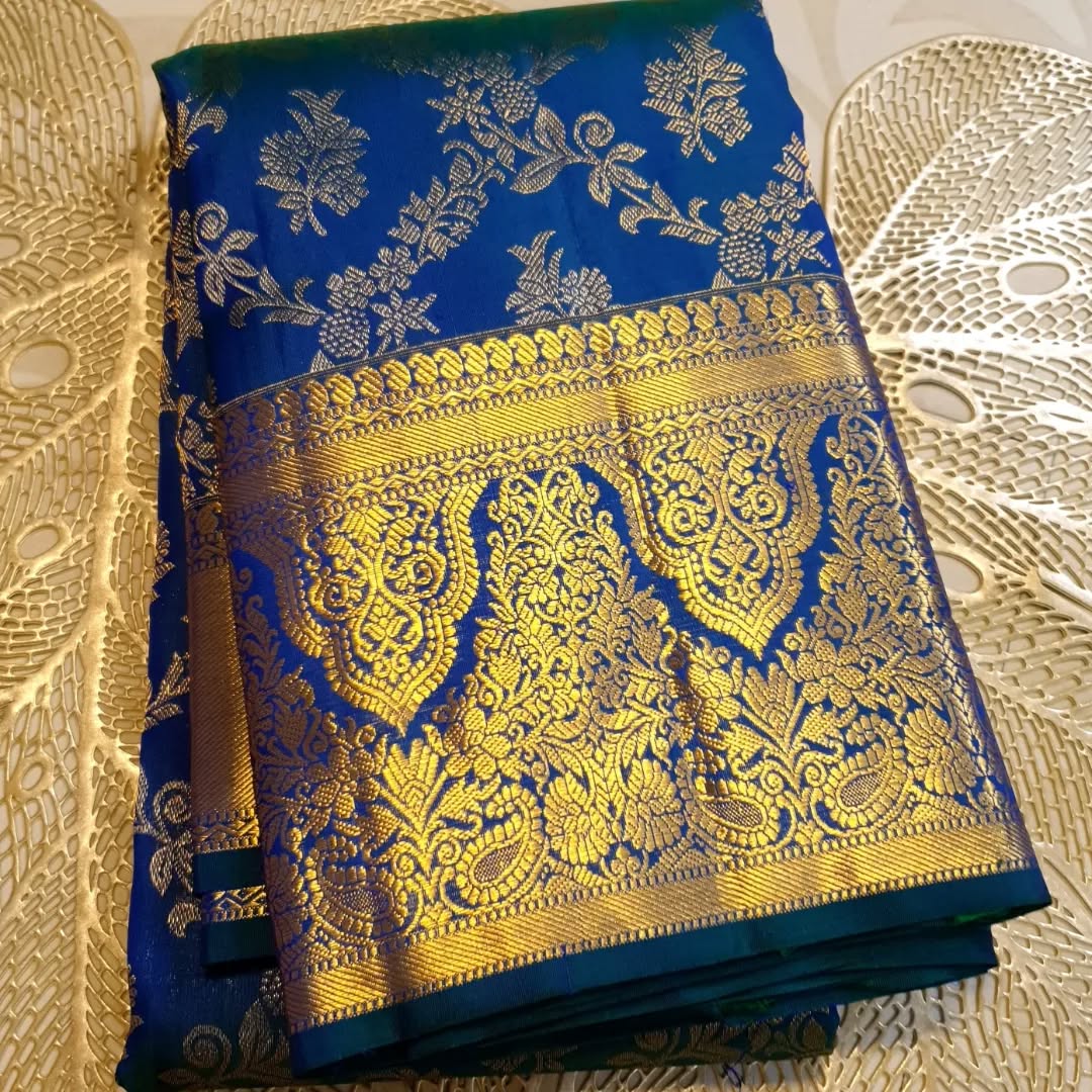 Forbearance Royal Blue Soft Banarasi Silk Saree With Desultory Blouse Piece