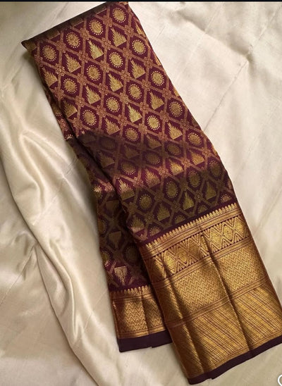 Magnetic Wine Soft Banarasi Silk Saree With Embellished Blouse Piece