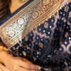 Exemplary Navy Blue Soft Banarasi Silk Saree With Panoply Blouse Piece