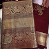 Enthralling Wine Soft Banarasi Silk Saree With Petrichor Blouse Piece