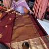 Enthralling Wine Soft Banarasi Silk Saree With Petrichor Blouse Piece
