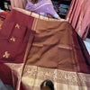 Enthralling Wine Soft Banarasi Silk Saree With Petrichor Blouse Piece