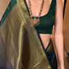 Excellent Dark Green Soft Banarasi Silk Saree With Rhapsodic Blouse Piece