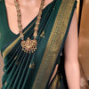 Excellent Dark Green Soft Banarasi Silk Saree With Rhapsodic Blouse Piece