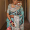 Scintillating Firozi Soft Banarasi Silk Saree With Preferable Blouse Piece