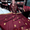 Eclat Maroon Soft Banarasi Silk Saree With Flameboyant Blouse Piece
