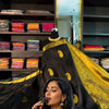 Lassitude Black Soft Banarasi Silk Saree With Glowing Blouse Piece