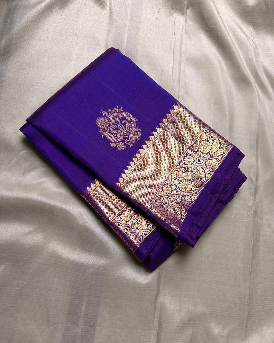 Gratifying Royal Blue Soft Banarasi Silk Saree With Marvellous Blouse Piece