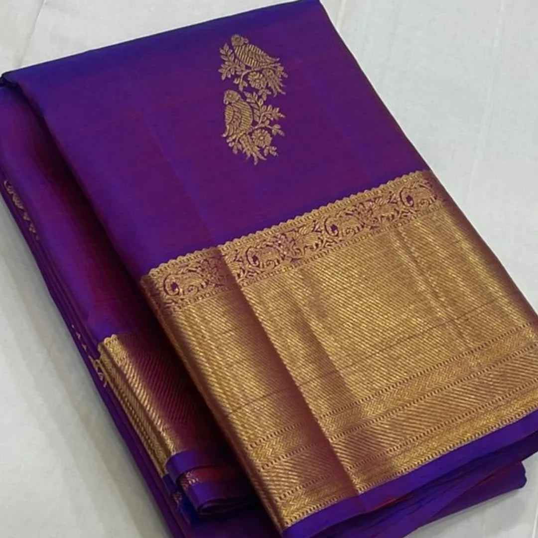 Refreshing Purple Soft Banarasi Silk Saree With Sumptuous Blouse Piece