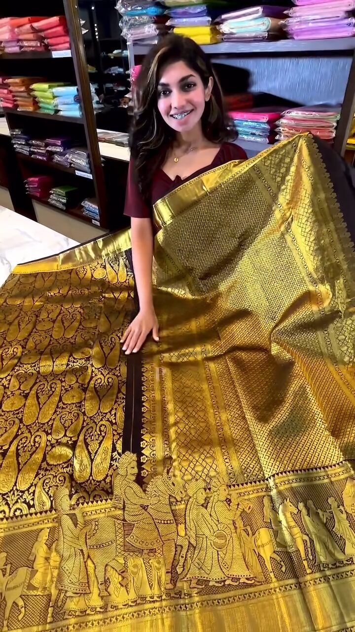 Gratifying Brown Soft Banarasi Silk Saree With Alluring Blouse Piece