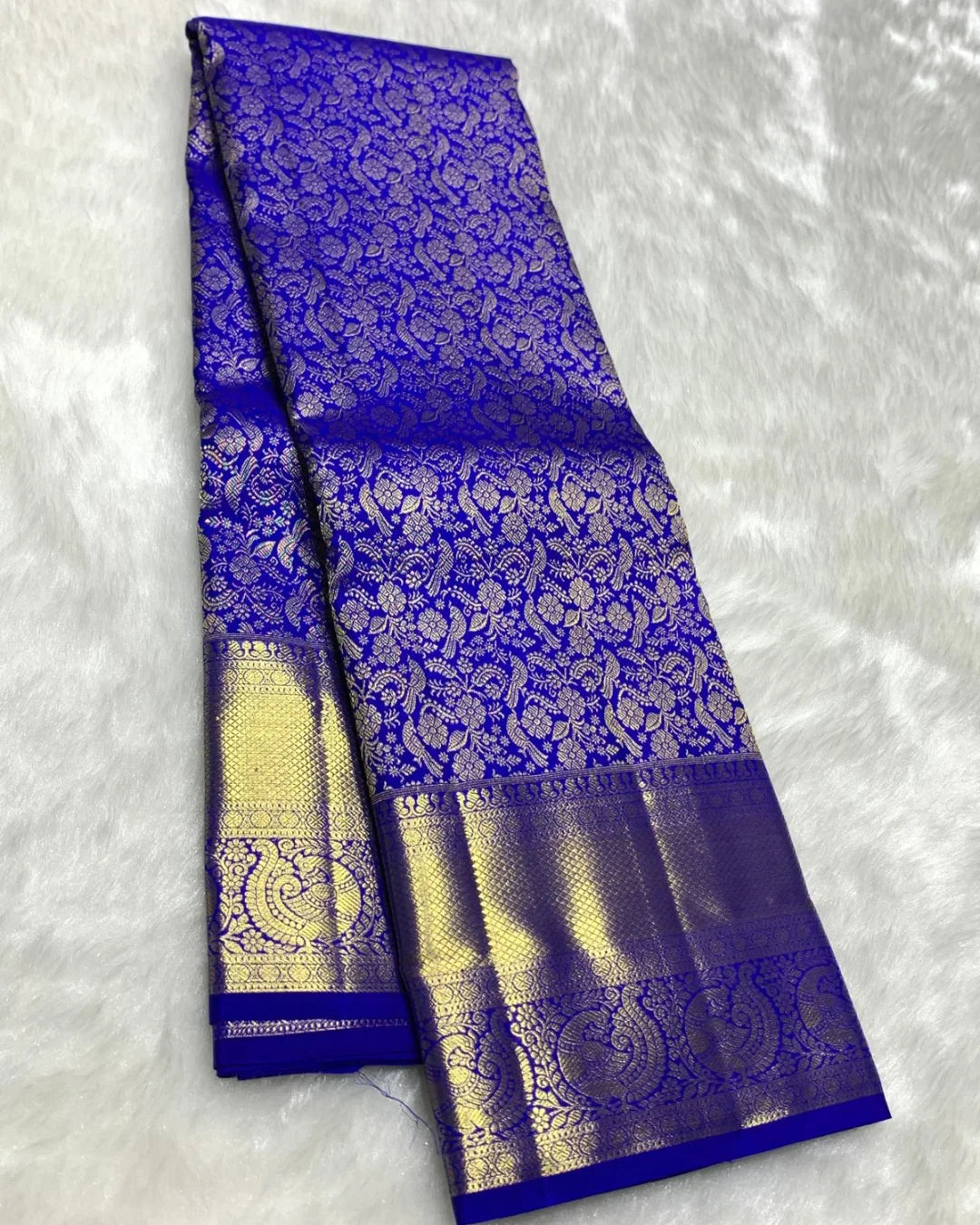 Charismatic Royal Blue Soft Banarasi Silk Saree With Pretty Blouse Piece