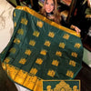 Angelic Dark Green Soft Banarasi Silk Saree With Deserving Blouse Piece