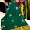 Eloquence Dark Green Soft Banarasi Silk Saree With Ineffable Blouse Piece