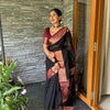 Confounding Black Soft Silk Saree With Lagniappe Blouse Piece