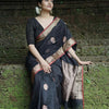 Surpassing Black Soft Silk Saree With Embellished Blouse Piece