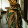Captivating Green Soft Silk Saree With Twirling Blouse Piece