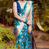 Majestic Firozi Soft Silk Saree With Aplomb Blouse Piece