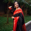 Super Extravagant Black Soft Silk Saree With Delightful Blouse Piece